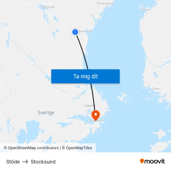 Stöde to Stocksund map