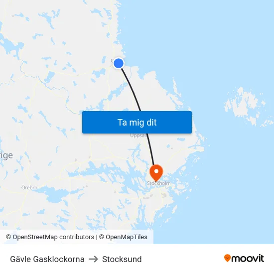 Gävle Gasklockorna to Stocksund map