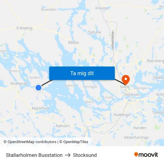 Stallarholmen Busstation to Stocksund map