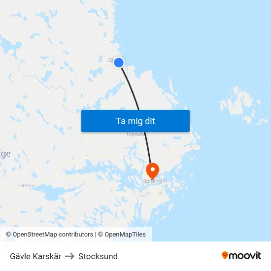 Gävle Karskär to Stocksund map