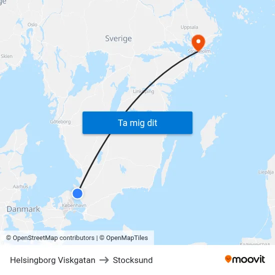 Helsingborg Viskgatan to Stocksund map