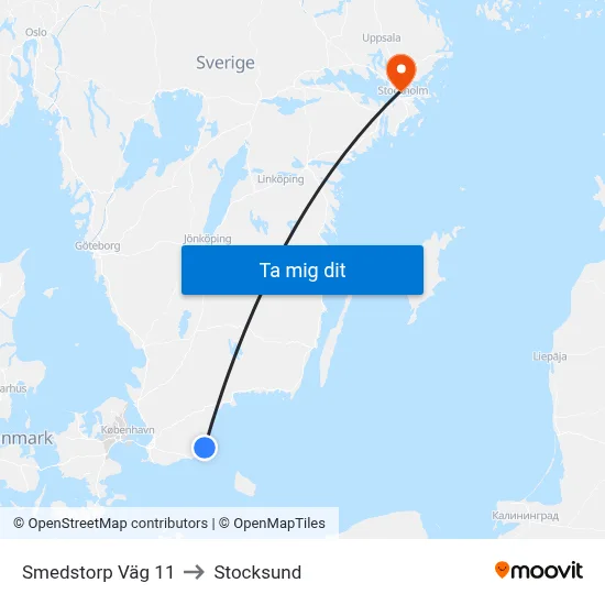 Smedstorp Väg 11 to Stocksund map