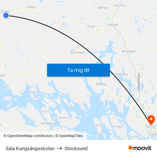 Sala Kungsängsskolan to Stocksund map