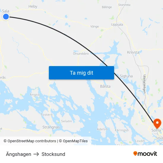 Ängshagen to Stocksund map