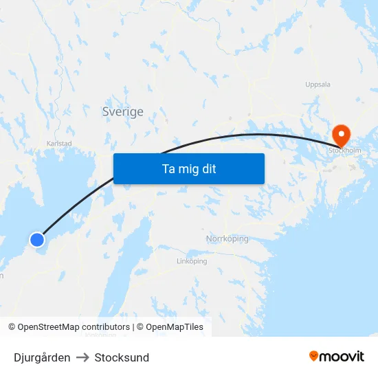 Djurgården to Stocksund map