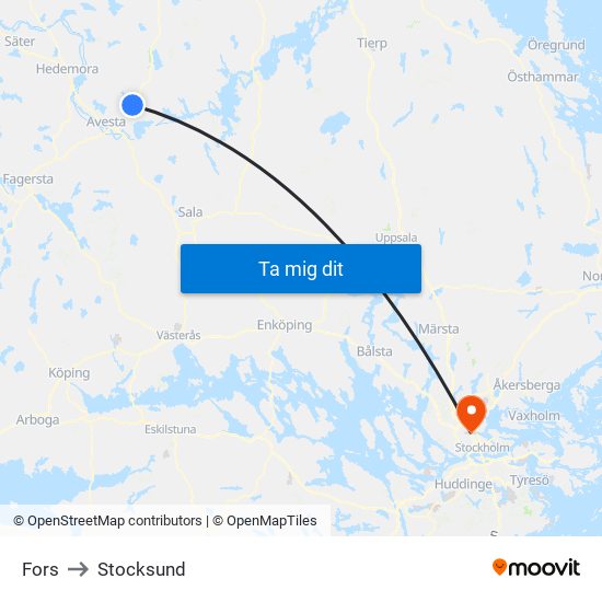 Fors to Stocksund map