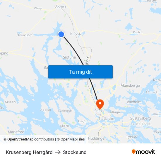 Krusenberg Herrgård to Stocksund map