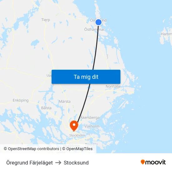 Öregrund Färjeläget to Stocksund map