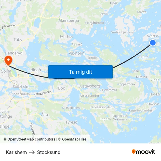 Karlshem to Stocksund map