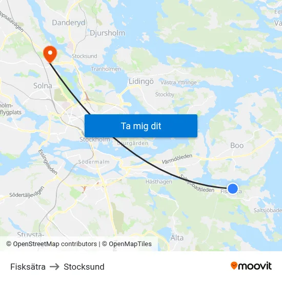 Fisksätra to Stocksund map