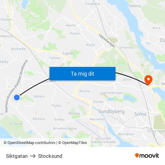 Siktgatan to Stocksund map