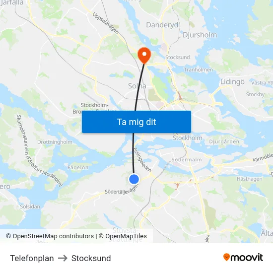 Telefonplan to Stocksund map