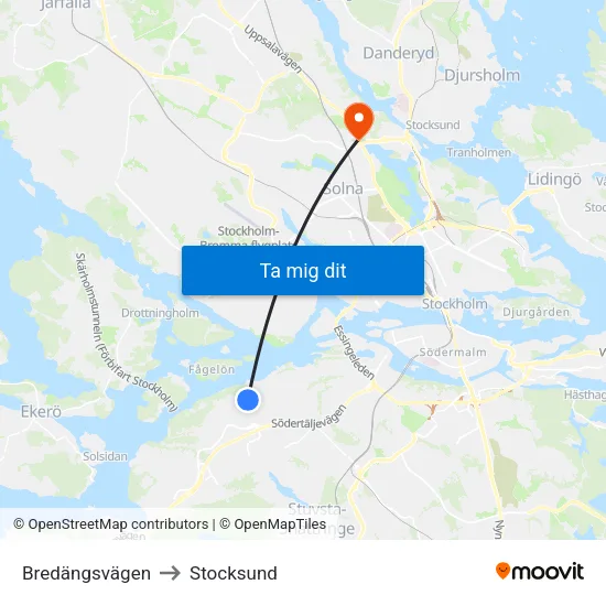 Bredängsvägen to Stocksund map