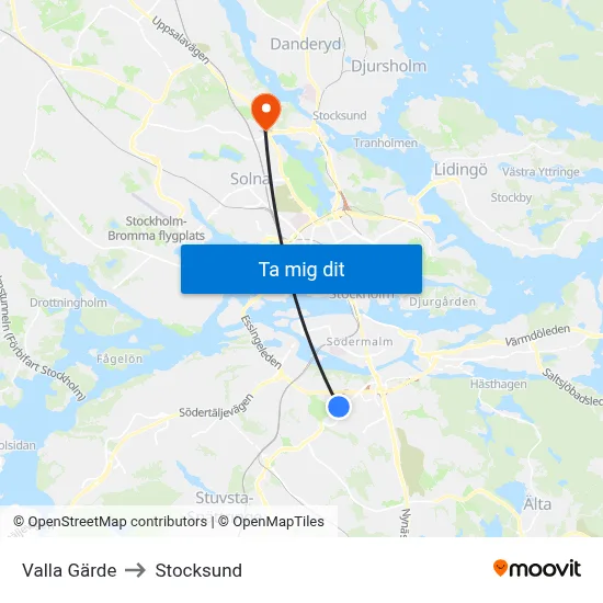 Valla Gärde to Stocksund map