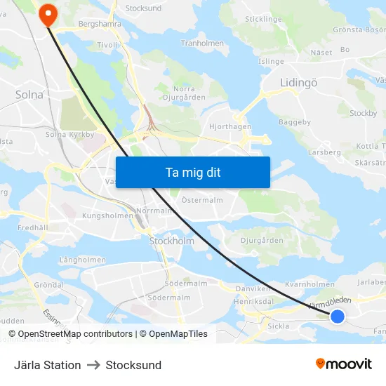 Järla Station to Stocksund map