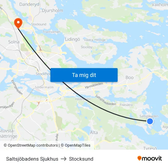 Saltsjöbadens Sjukhus to Stocksund map