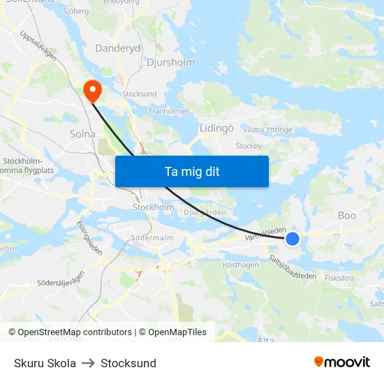 Skuru Skola to Stocksund map