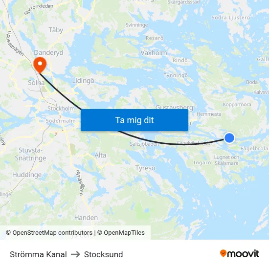 Strömma Kanal to Stocksund map