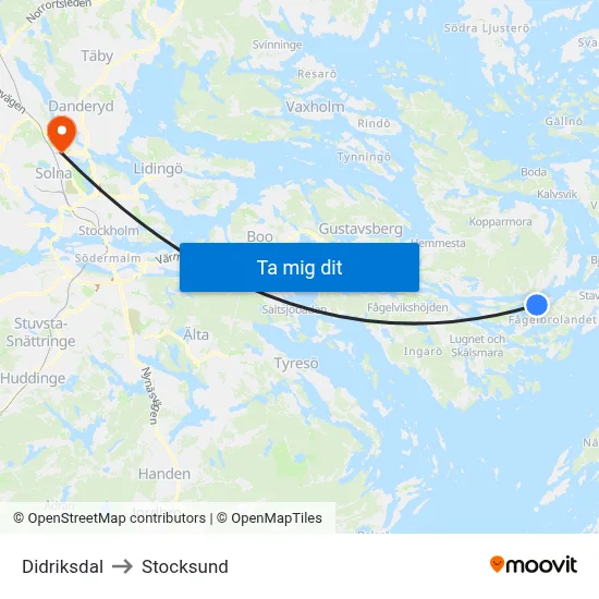 Didriksdal to Stocksund map