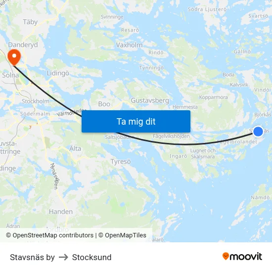 Stavsnäs by to Stocksund map