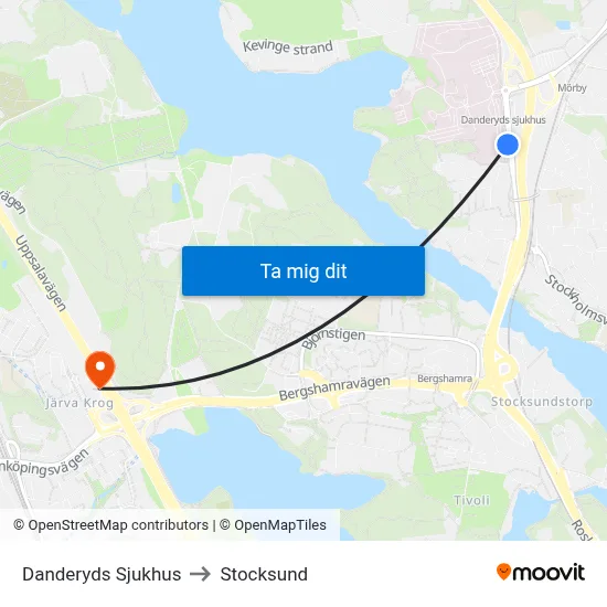 Danderyds Sjukhus to Stocksund map