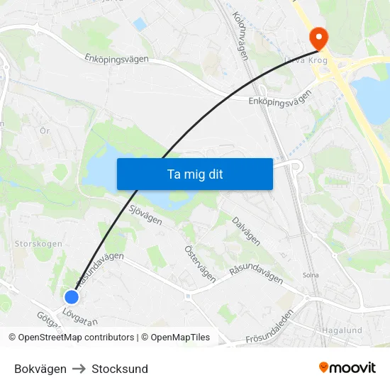 Bokvägen to Stocksund map