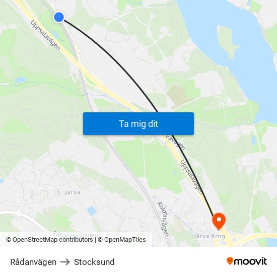 Rådanvägen to Stocksund map