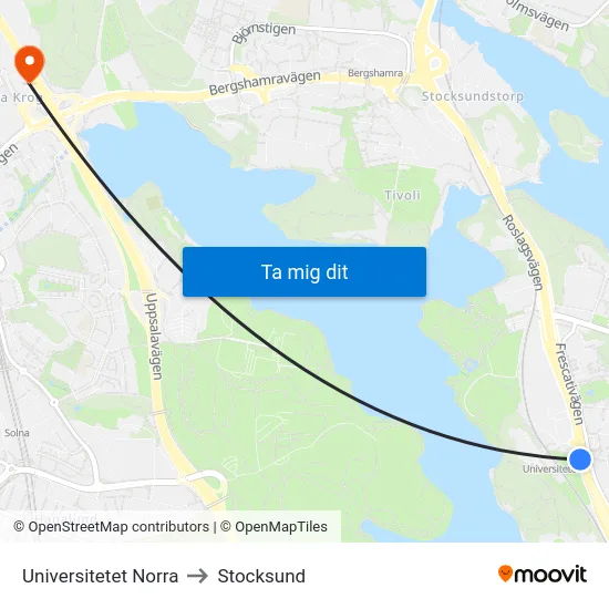 Universitetet Norra to Stocksund map