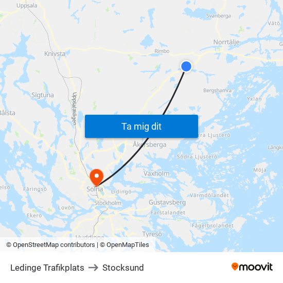 Ledinge Trafikplats to Stocksund map