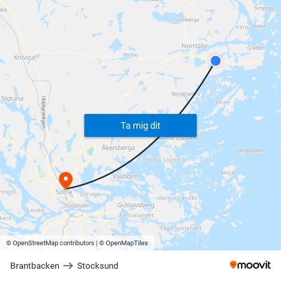 Brantbacken to Stocksund map