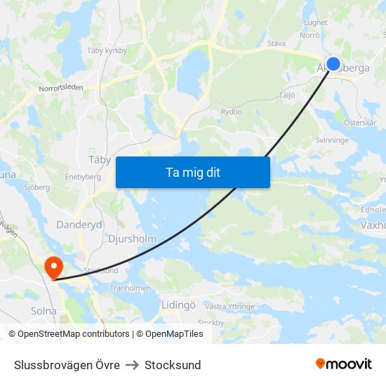 Slussbrovägen Övre to Stocksund map