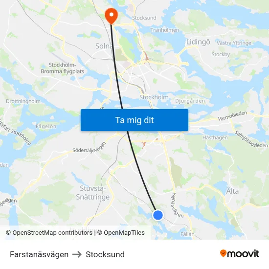 Farstanäsvägen to Stocksund map