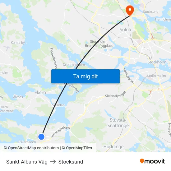 Sankt Albans Väg to Stocksund map