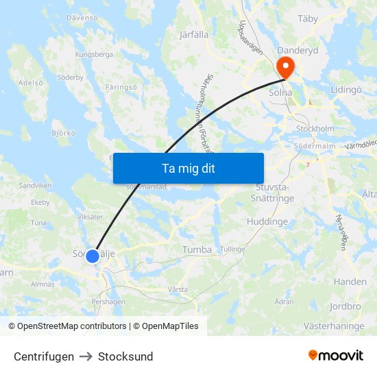 Centrifugen to Stocksund map