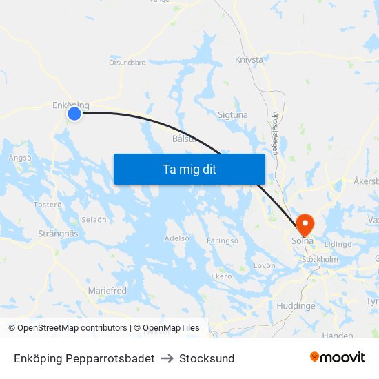 Enköping Pepparrotsbadet to Stocksund map