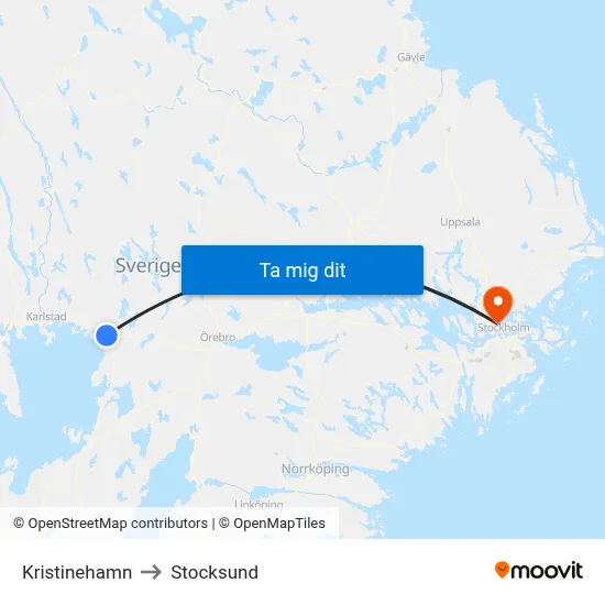 Kristinehamn to Stocksund map