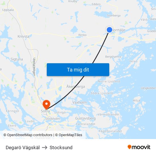 Degarö Vägskäl to Stocksund map