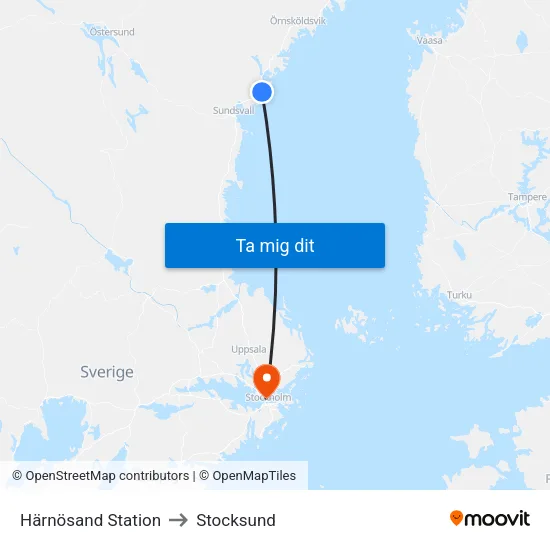 Härnösand Station to Stocksund map