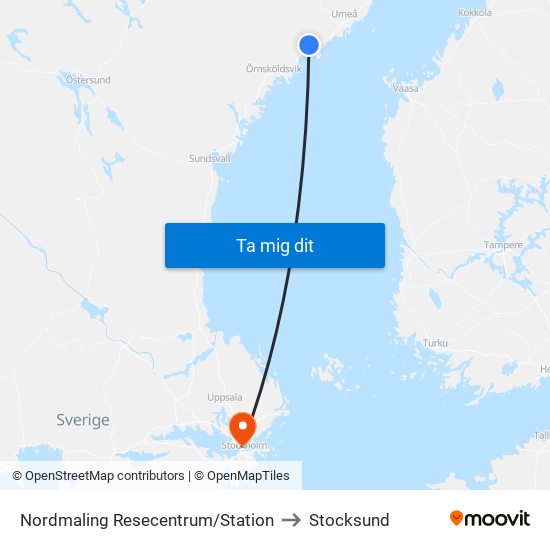 Nordmaling Resecentrum/Station to Stocksund map