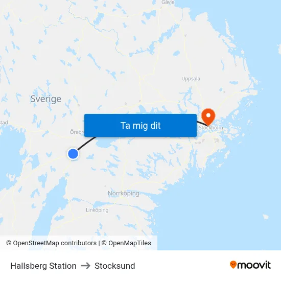 Hallsberg Station to Stocksund map