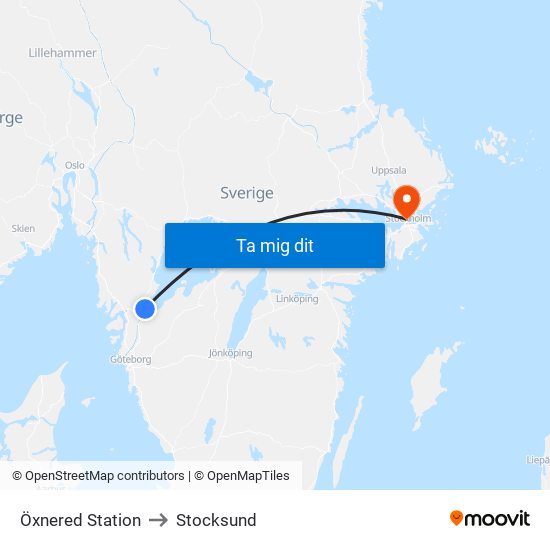 Öxnered Station to Stocksund map