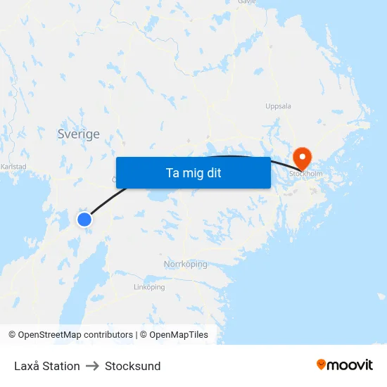 Laxå Station to Stocksund map