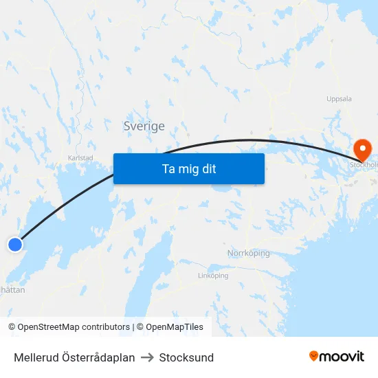 Mellerud Österrådaplan to Stocksund map