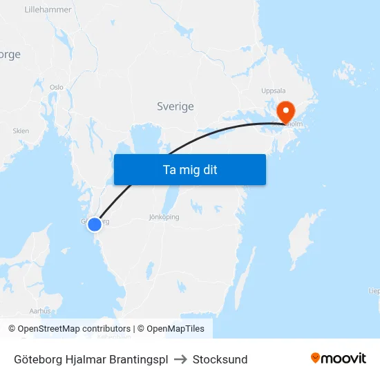Göteborg Hjalmar Brantingspl to Stocksund map