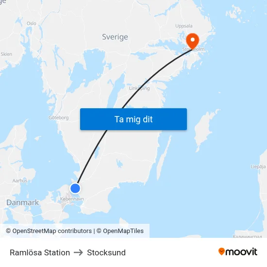 Ramlösa Station to Stocksund map