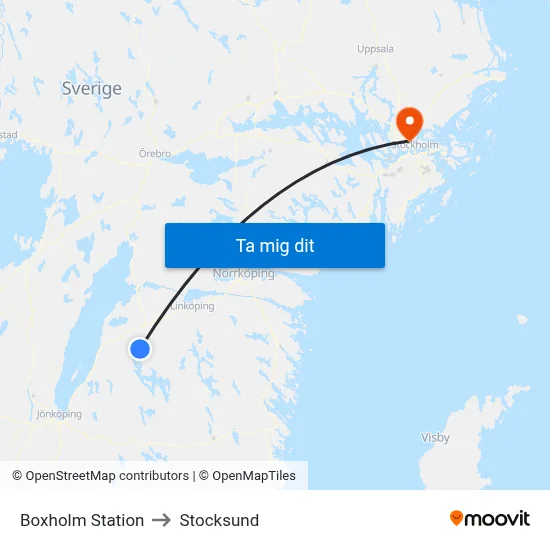 Boxholm Station to Stocksund map
