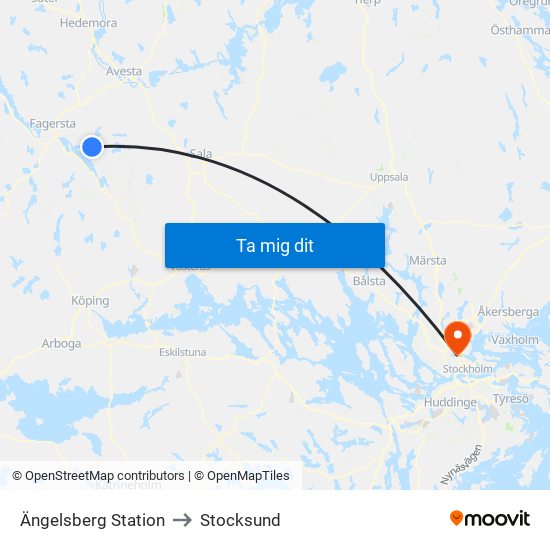 Ängelsberg Station to Stocksund map