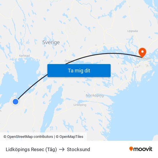 Lidköpings Resec (Tåg) to Stocksund map