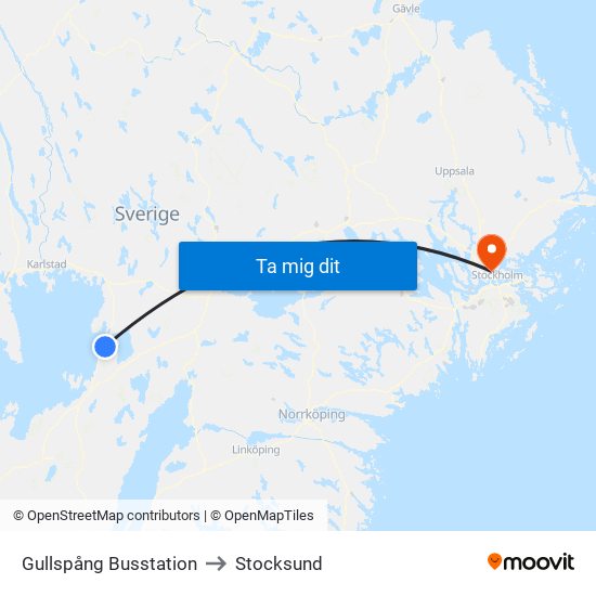 Gullspång Busstation to Stocksund map