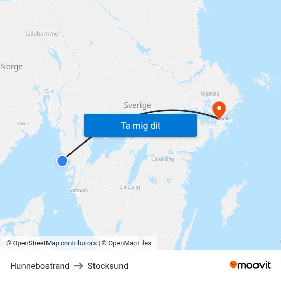 Hunnebostrand to Stocksund map